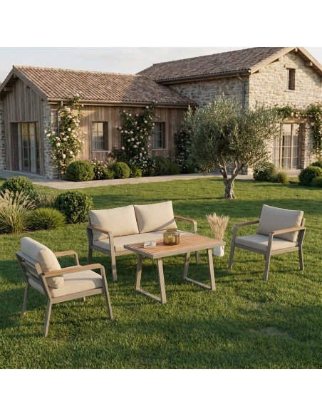 Parma : Salon de jardin en aluminium et bois d’Iroko