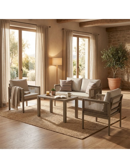 Genova : salon de jardin artisanal avec corde tressée à la main