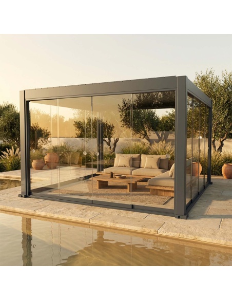 Vitrages coulissants pour Lyra T6 - Pergola fermée avec vitrage