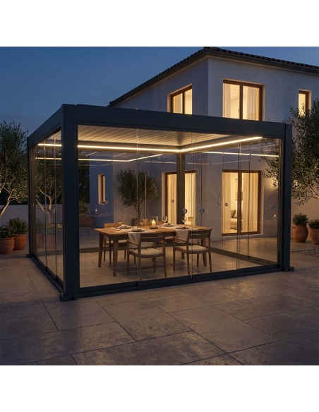 Vitrages coulissants pour Lyra T6 - Pergola fermée avec vitrage