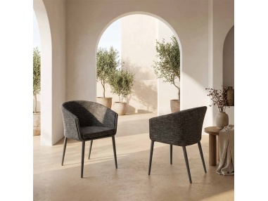Mitara : Fauteuil de Repas Outdoor en Tissu Teint dans la Masse