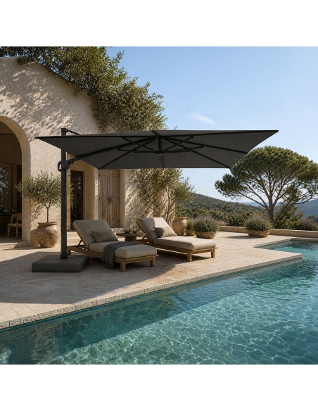 Auriga : Parasol Déporté Inclinable avec LED Solaires Intégrées