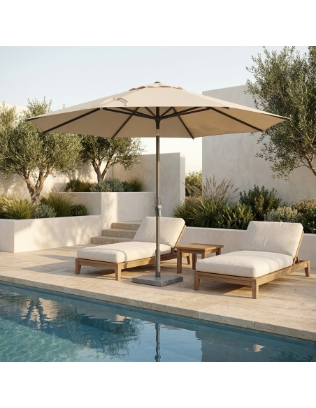 Lybra : Parasol à Mât Central Inclinable avec Technologie EquiTilt®