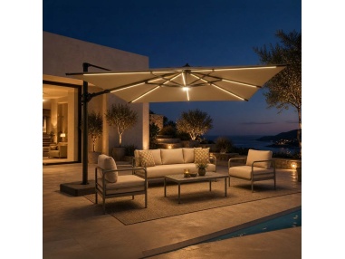 Auriga : Parasol Déporté Inclinable avec LED Solaires Intégrées