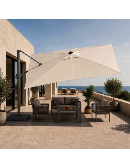 Auriga : Parasol Déporté Inclinable avec LED Solaires Intégrées