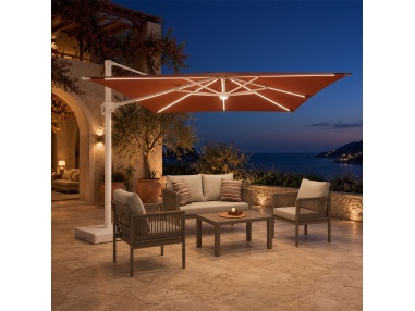 Auriga : Parasol Déporté Inclinable avec LED Solaires Intégrées