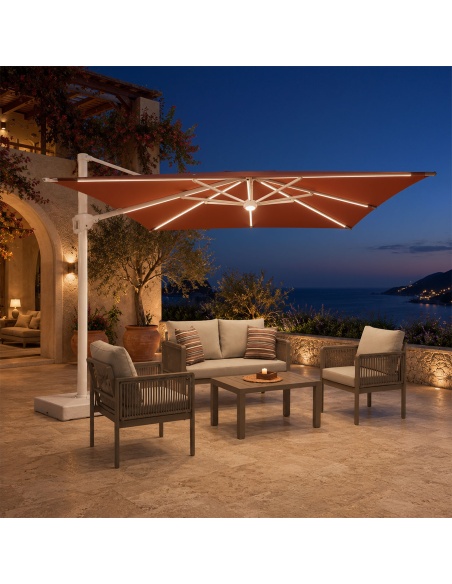 Auriga : Parasol Déporté Inclinable avec LED Solaires Intégrées
