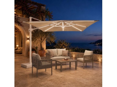 Auriga : Parasol Déporté Inclinable avec LED Solaires Intégrées