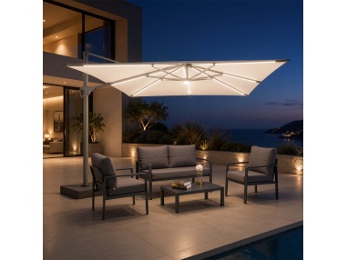 Auriga : Parasol Déporté Inclinable avec LED Solaires Intégrées