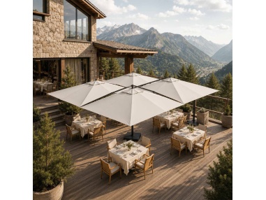 Cygnus Qadro: Parasol Cantilever à Quatre Toiles 6×6 m