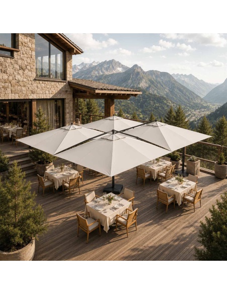 Cygnus Qadro: Parasol Cantilever à Quatre Toiles 6×6 m