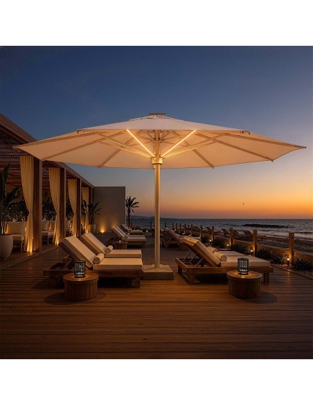 Hydrus : Parasol Professionnel à Pied Central 5×5 m et Ø6 m