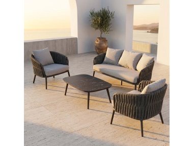 Quieta : Salon de Jardin 5 Places en Aluminium et Corde