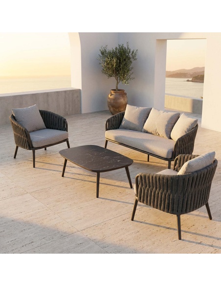 Quieta : Salon de Jardin 5 Places en Aluminium et Corde