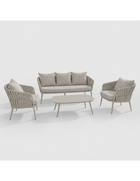 Quieta : Salon de Jardin 5 Places en Aluminium et Corde