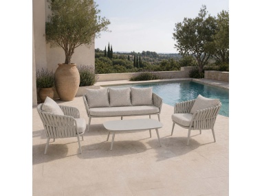 Quieta : Salon de Jardin 5 Places en Aluminium et Corde