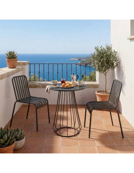 Plaka : Table Bistrot d'Extérieur Design en Tige de Fer
