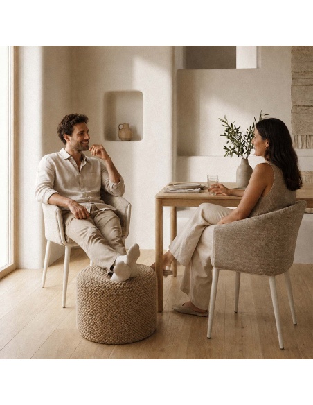 Thyrea : Pouf d'extérieur tressé au design Maanta