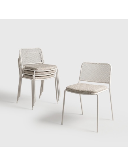 Fornax : set de 4 chaises d'extérieur en fer avec maille métallique
