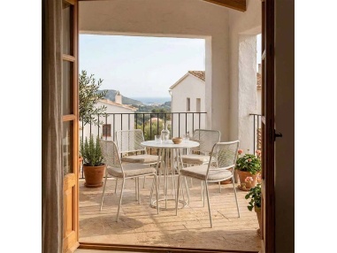 Fornax : set de 4 chaises d'extérieur en fer avec maille métallique