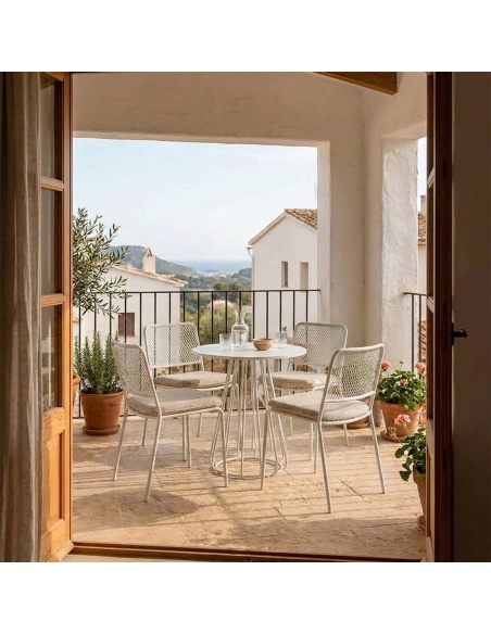 Fornax : set de 4 chaises d'extérieur en fer avec maille métallique