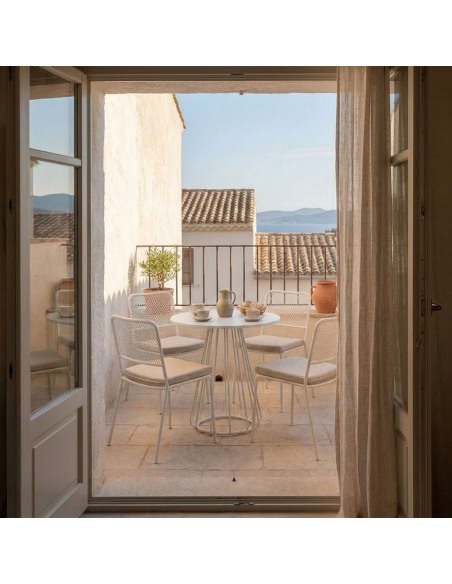Fornax : set de 4 chaises d'extérieur en fer avec maille métallique
