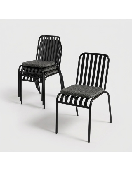 Forgya : set de 4 chaises d'extérieur en fer avec lames verticales