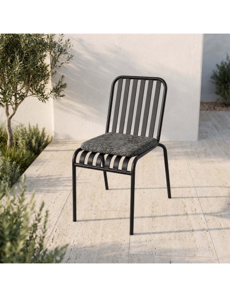 Forgya : set de 4 chaises d'extérieur en fer avec lames verticales