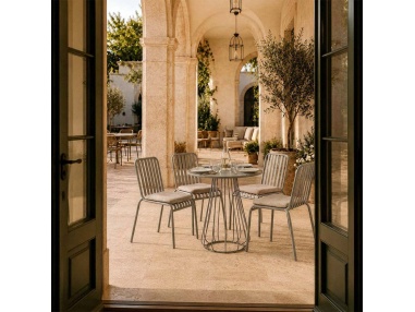 Forgya : set de 4 chaises d'extérieur en fer avec lames verticales