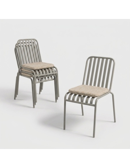 Forgya : set de 4 chaises d'extérieur en fer avec lames verticales
