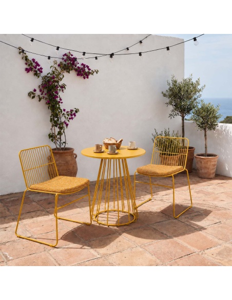 Sydra : set de 2 chaises d'extérieur en fer avec structure en fer rond