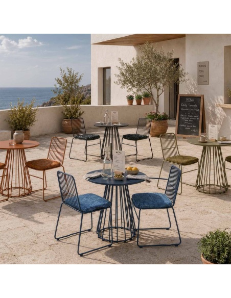 Sydra : set de 2 chaises d'extérieur en fer avec structure en fer rond