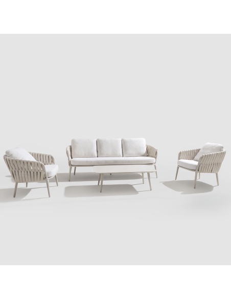 Quieta : Salon de Jardin 5 Places en Aluminium et Corde
