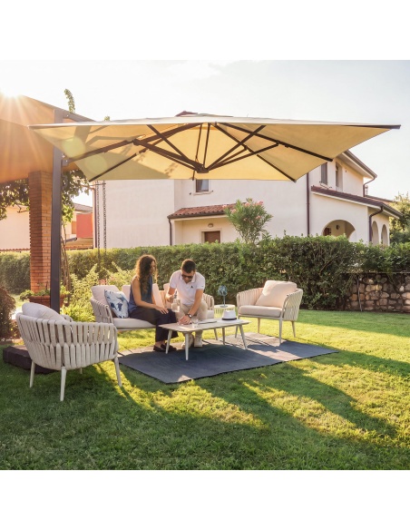 Quieta : Salon de Jardin 5 Places en Aluminium et Corde