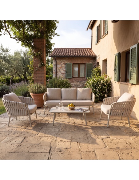 Quieta : Salon de Jardin 5 Places en Aluminium et Corde