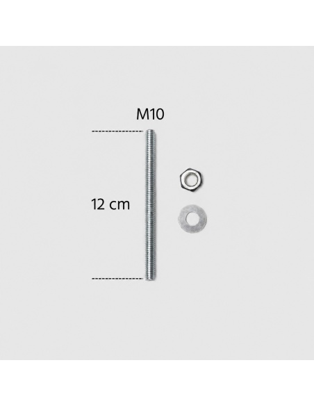 Jeu de 4 tiges filetées en acier galvanisé M10 longueur 12 cm