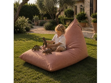Thera Maxi : pouf d'extérieur XL en bouclé, résistant pluie et UV