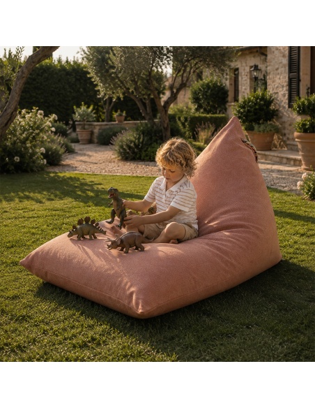 Thera Maxi : pouf d'extérieur XL en bouclé, résistant pluie et UV