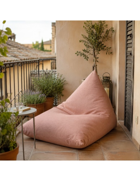 Thera Maxi : pouf d'extérieur XL en bouclé, résistant pluie et UV