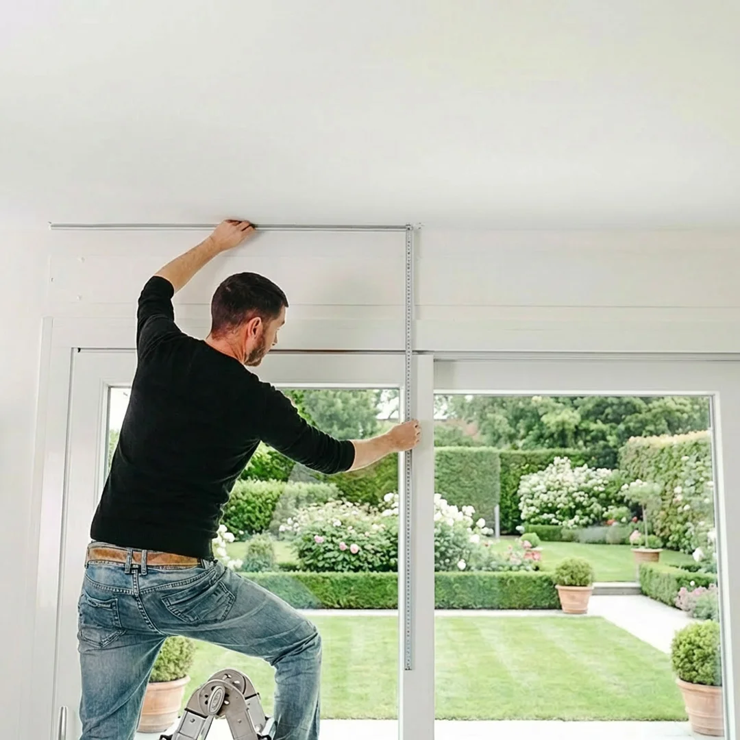 Schéma hauteur store à enrouleur - du point de fixation à l'appui de fenêtre ou au sol